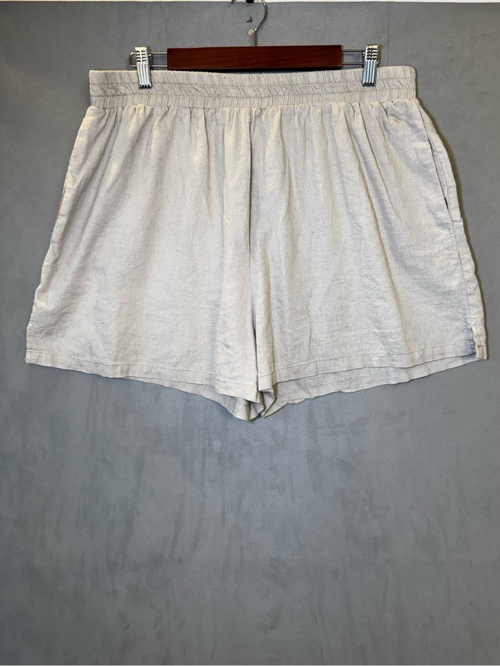 Cotton On Linen Blend Shorts Women’s US 14 Beige Pull On Coastal Resort